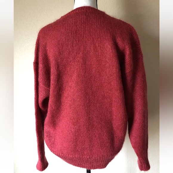 NWOT Vintage Pronto Moda RED MOHAIR Blend CABLE KNIT cozy warm winter SWEATER  L - Picture 3 of 9